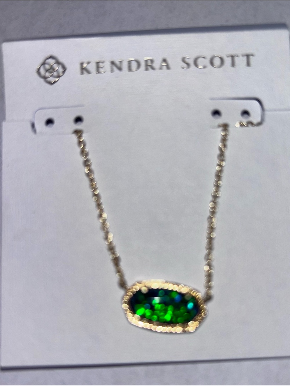 NWT Kendra Scott Gold Necklace with Blue-Green Druzy Pendant - Picture 5 of 6